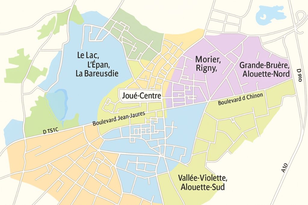 Carte par quartiers de Joué-lès-Tours