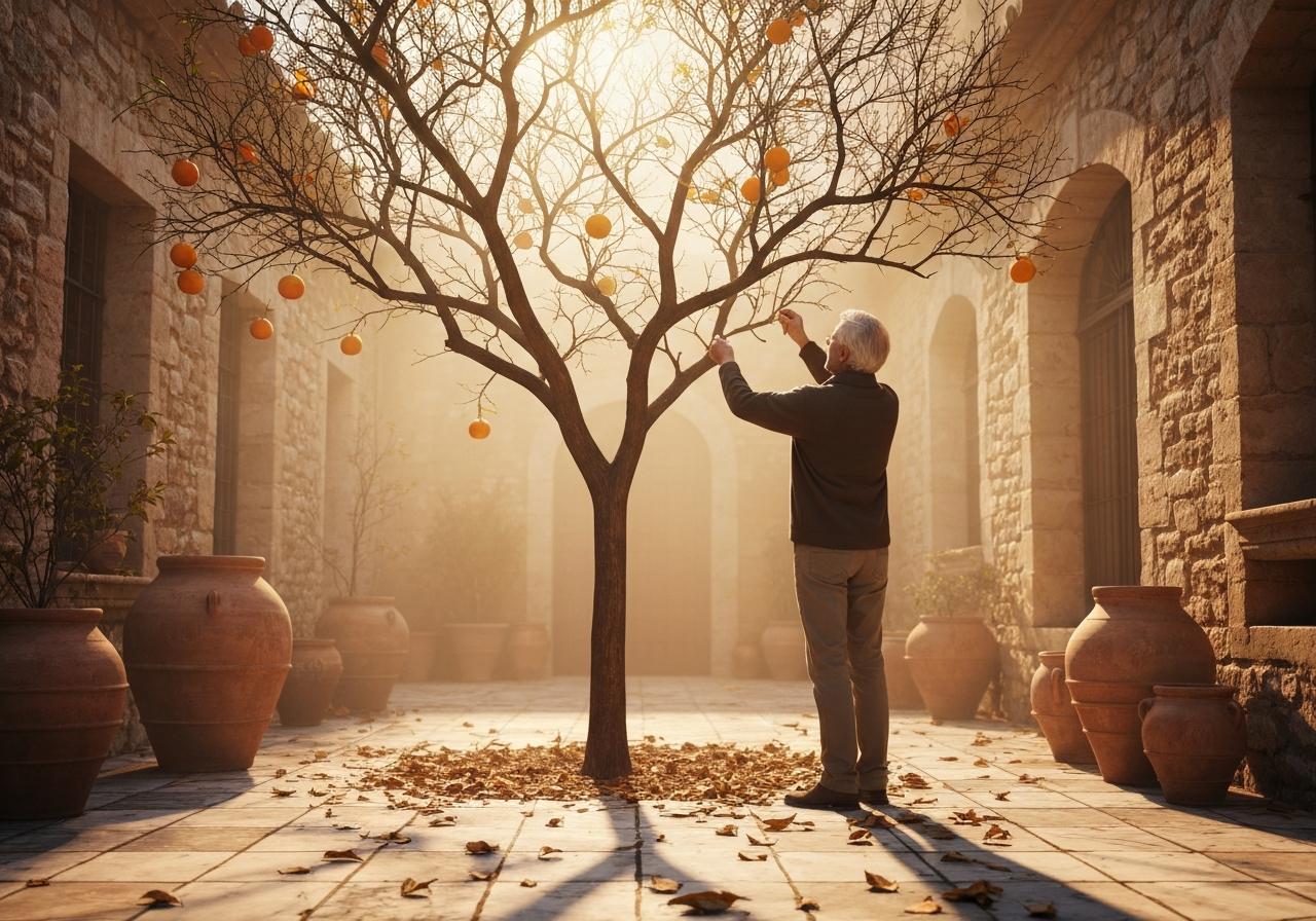 Oranger perd ses feuilles en hiver