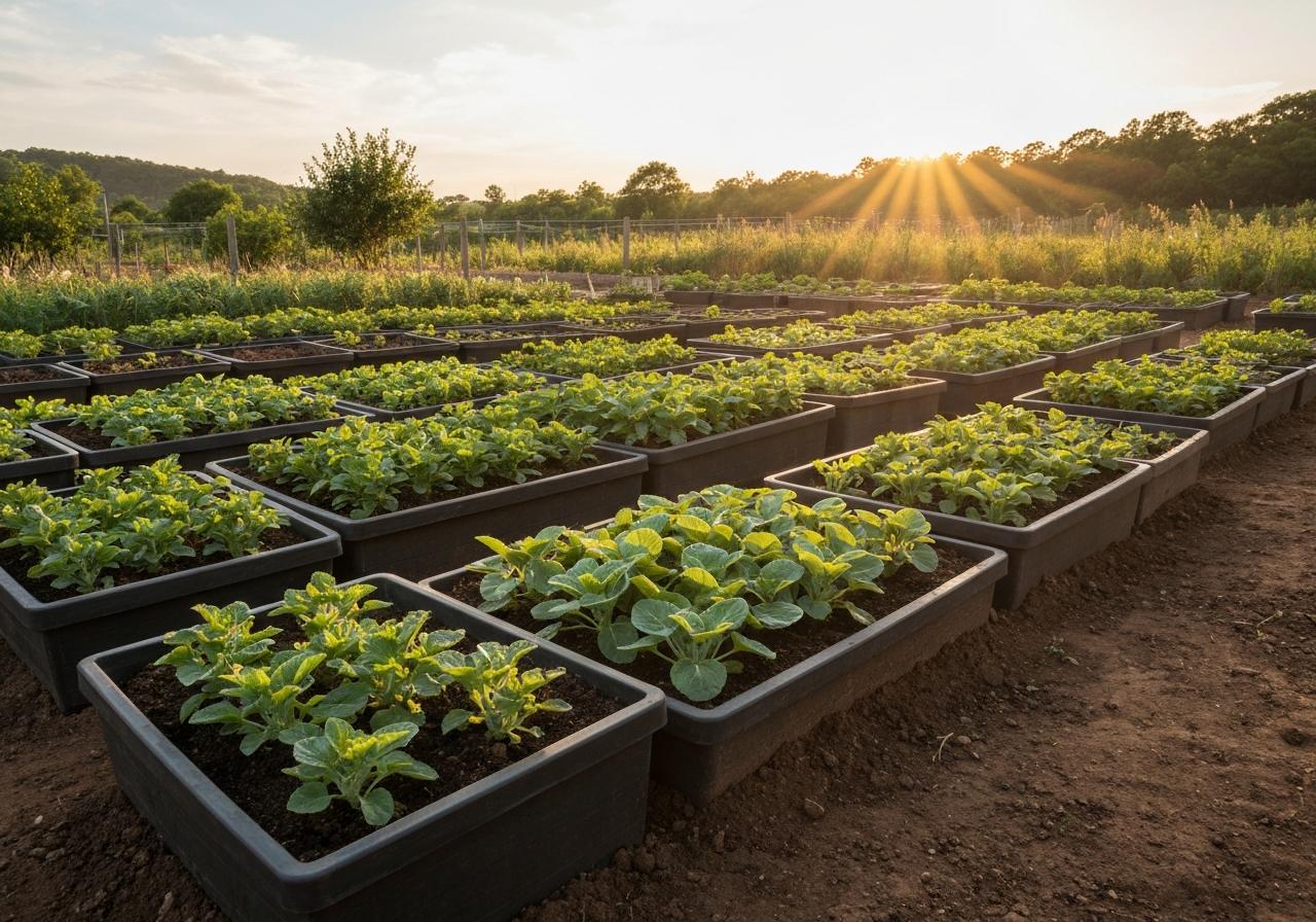 Paillage de jardin avec écorces autour de plantes