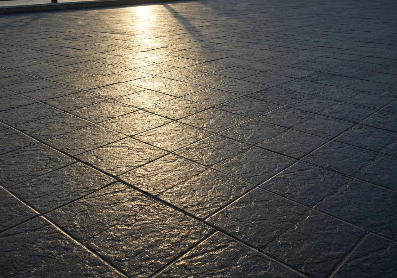 Terrasse carrelage foncé extérieur fissures joints dilatation