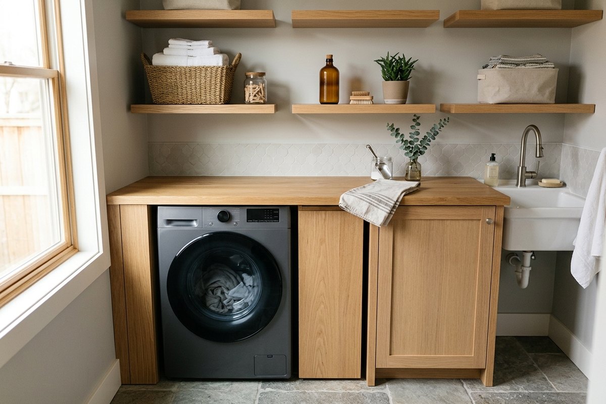 Buanderie moderne avec lave-linge