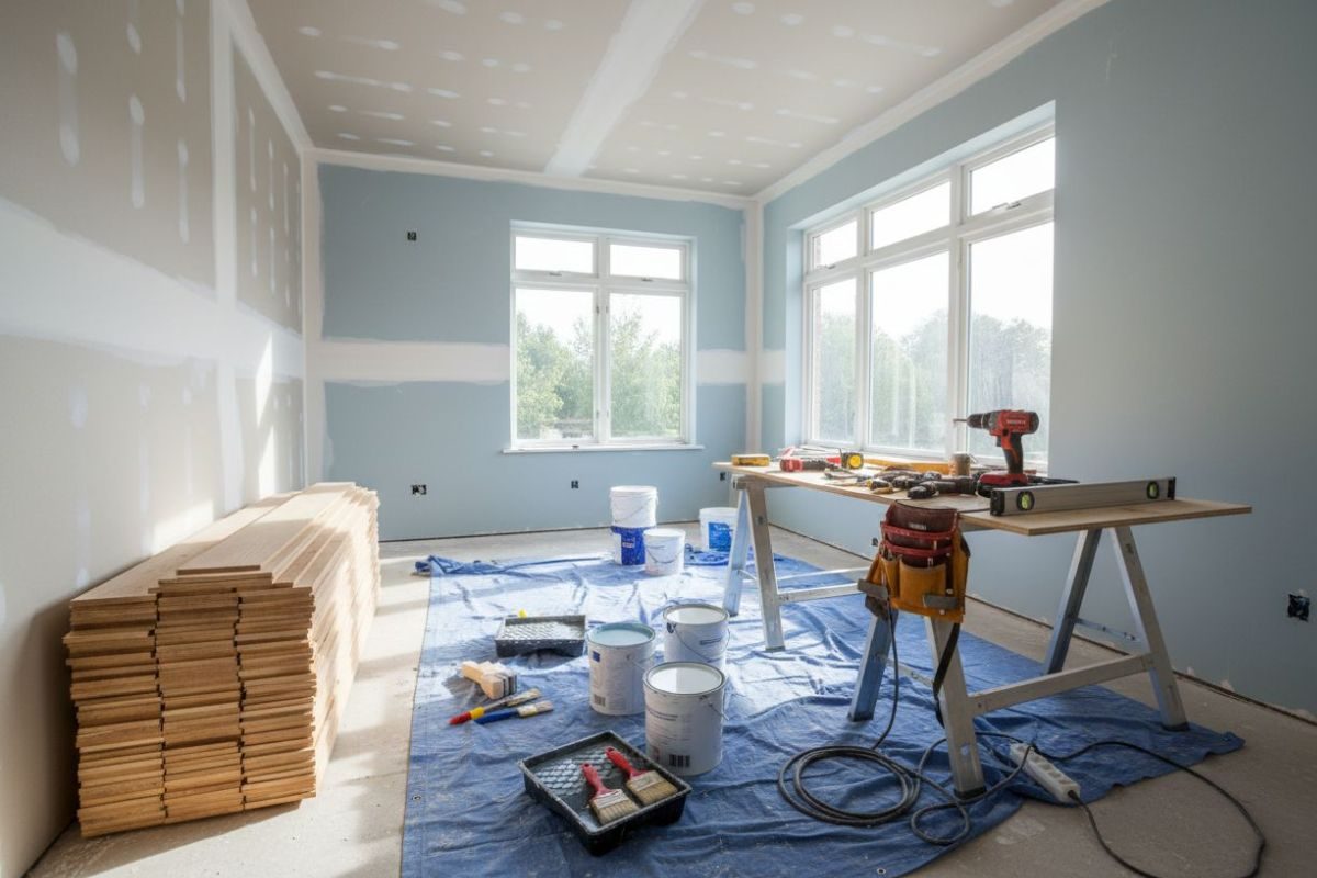 Pièce en rénovation traavux